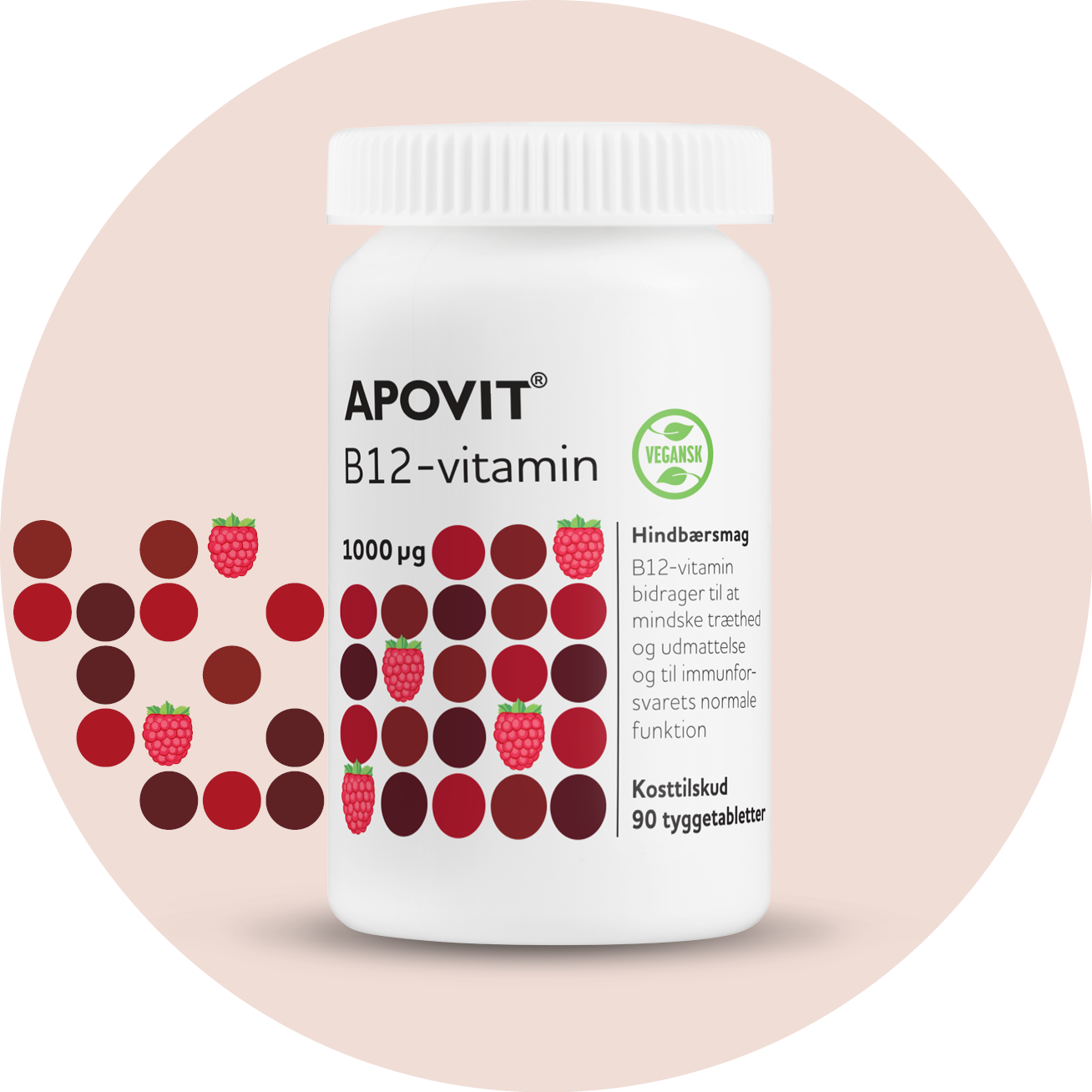 B12-vitamin – APOVIT med hindbærsmag til energi og immunforsvar