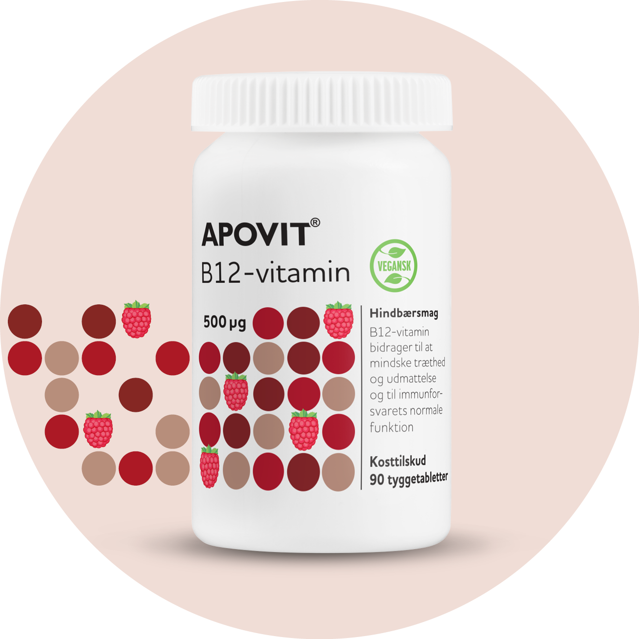 B12-vitamin – APOVIT med hindbærsmag til energi og immunforsvar