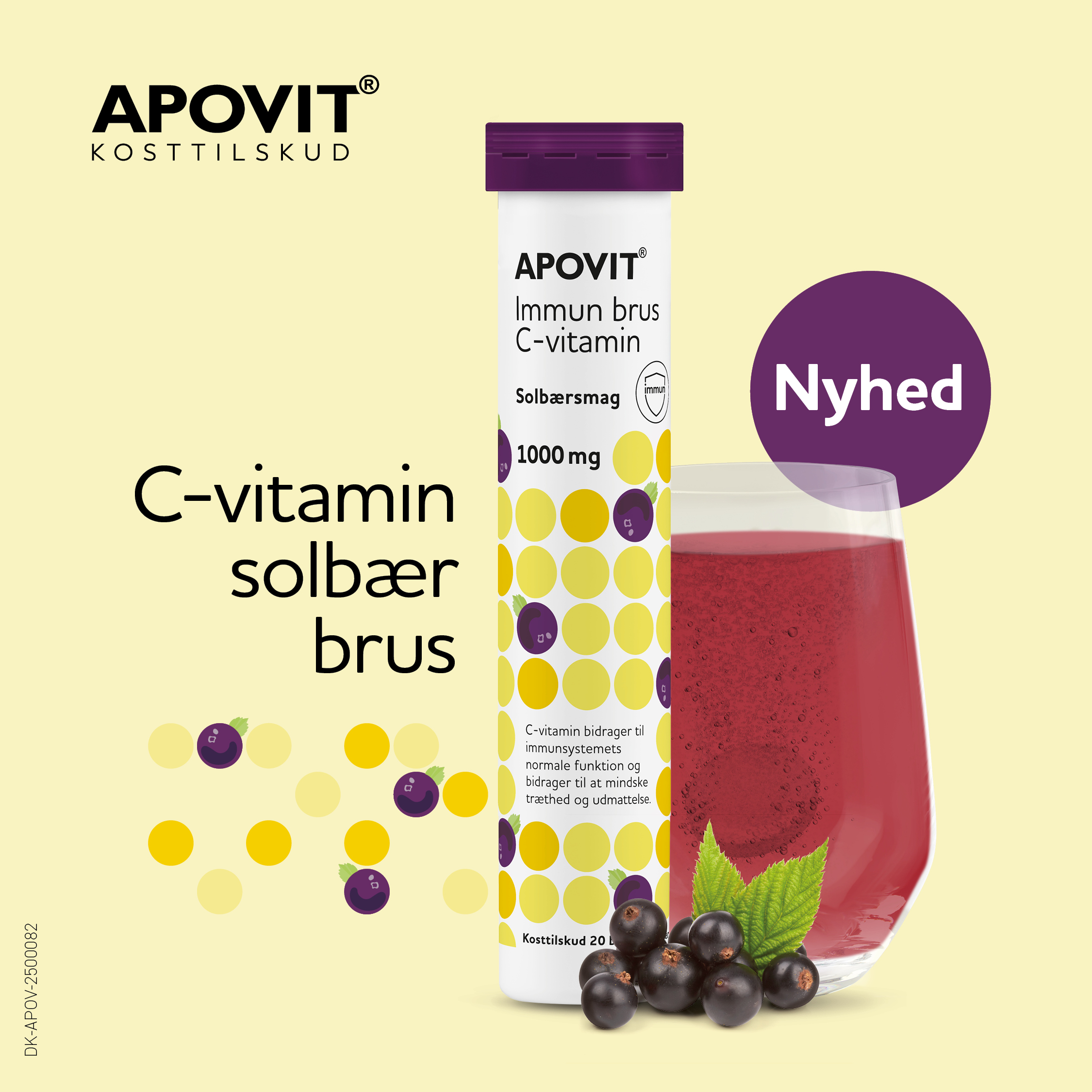 Nyhed: APOVIT Immun brus med 1000 mg C-vitamin og solbærsmag 🍇💜
