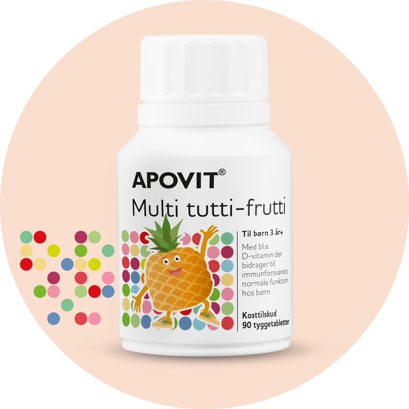 Multivitamin til børn – APOVIT Tutti Frutti med D-vitamin, jern og zink